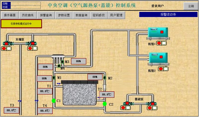 空氣源熱泵結合蓄能系統(tǒng)控制組態(tài)界面